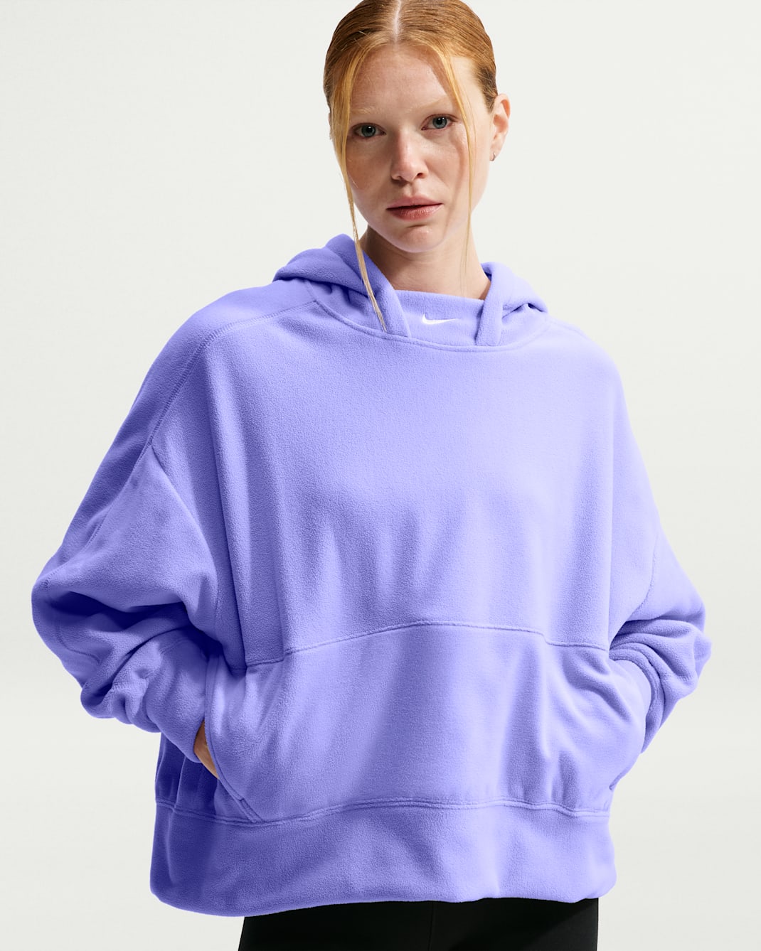Nike One Women's Therma-FIT Oversized Pullover Hoodie - Purple Pulse/White
