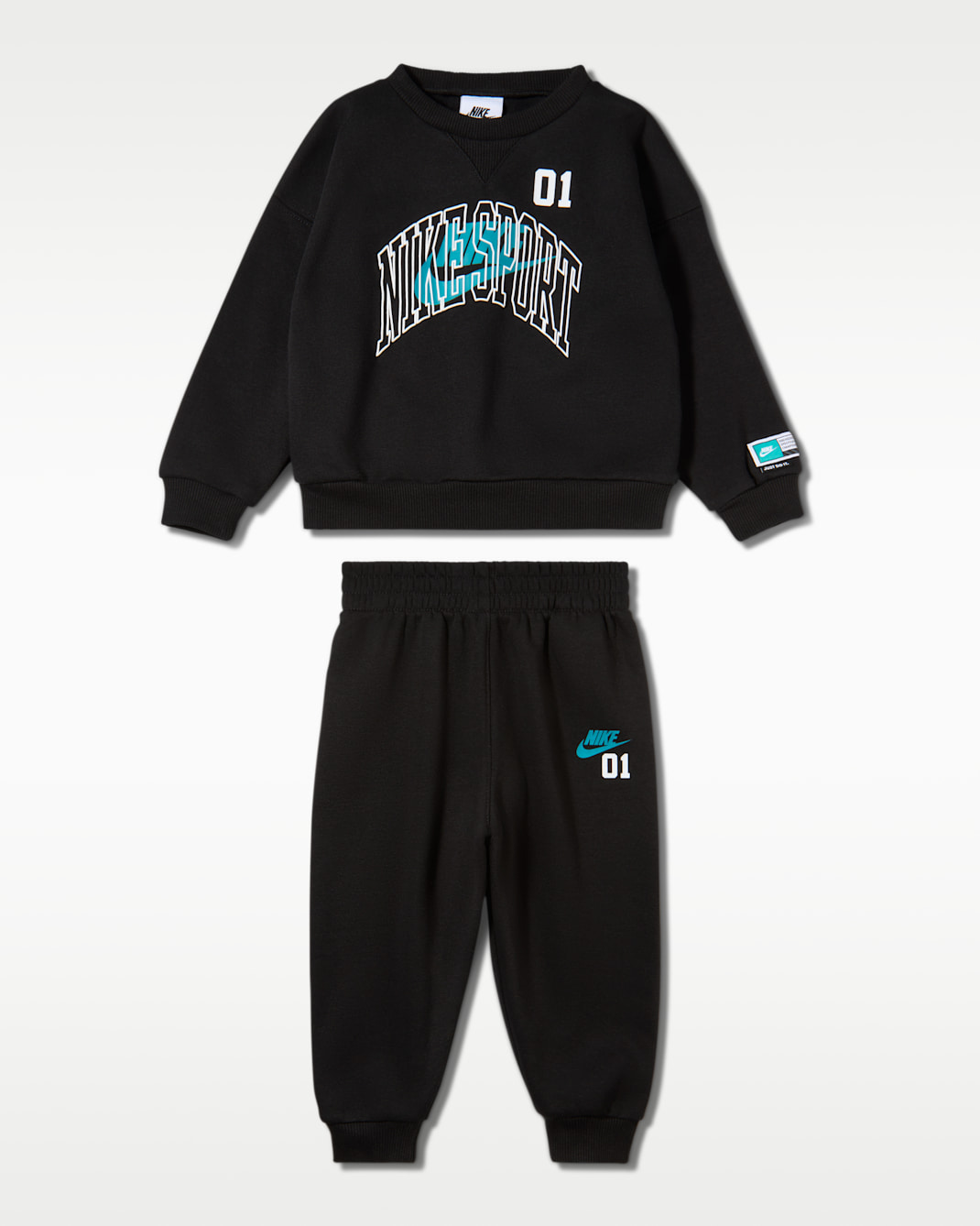 Conjunto de 2 piezas de sudadera de cuello redondo de tejido Fleece Multisport para bebé (12-24 M) Nike Sportswear - Negro