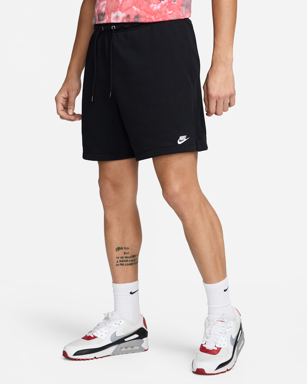 Shorts Flow in French Terry Nike Club – Uomo - Nero/Nero/Bianco