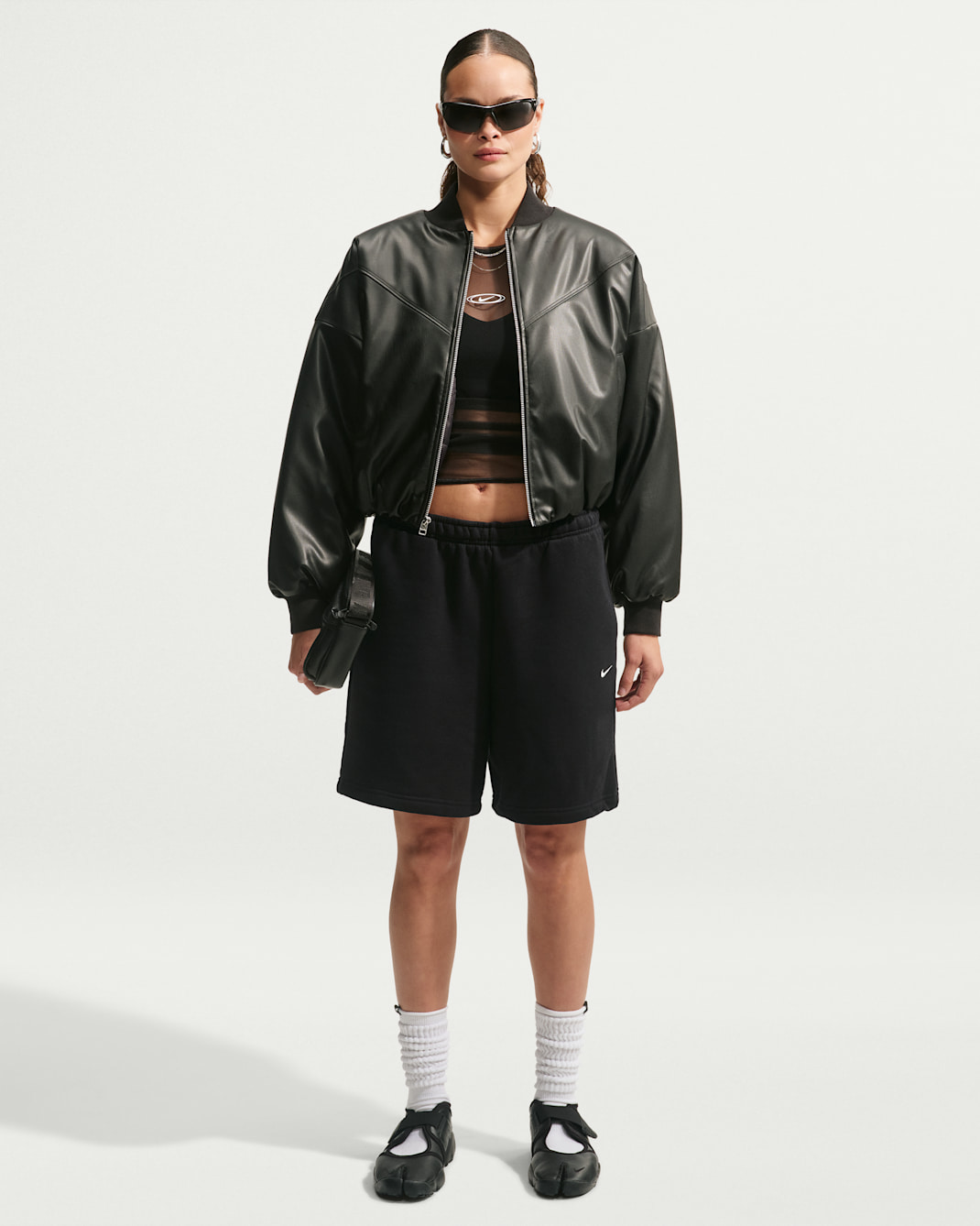 Nike Studio Fleece Medium Weight Women's Oversized High-Rise Cargo Pants - Total Black/Sail