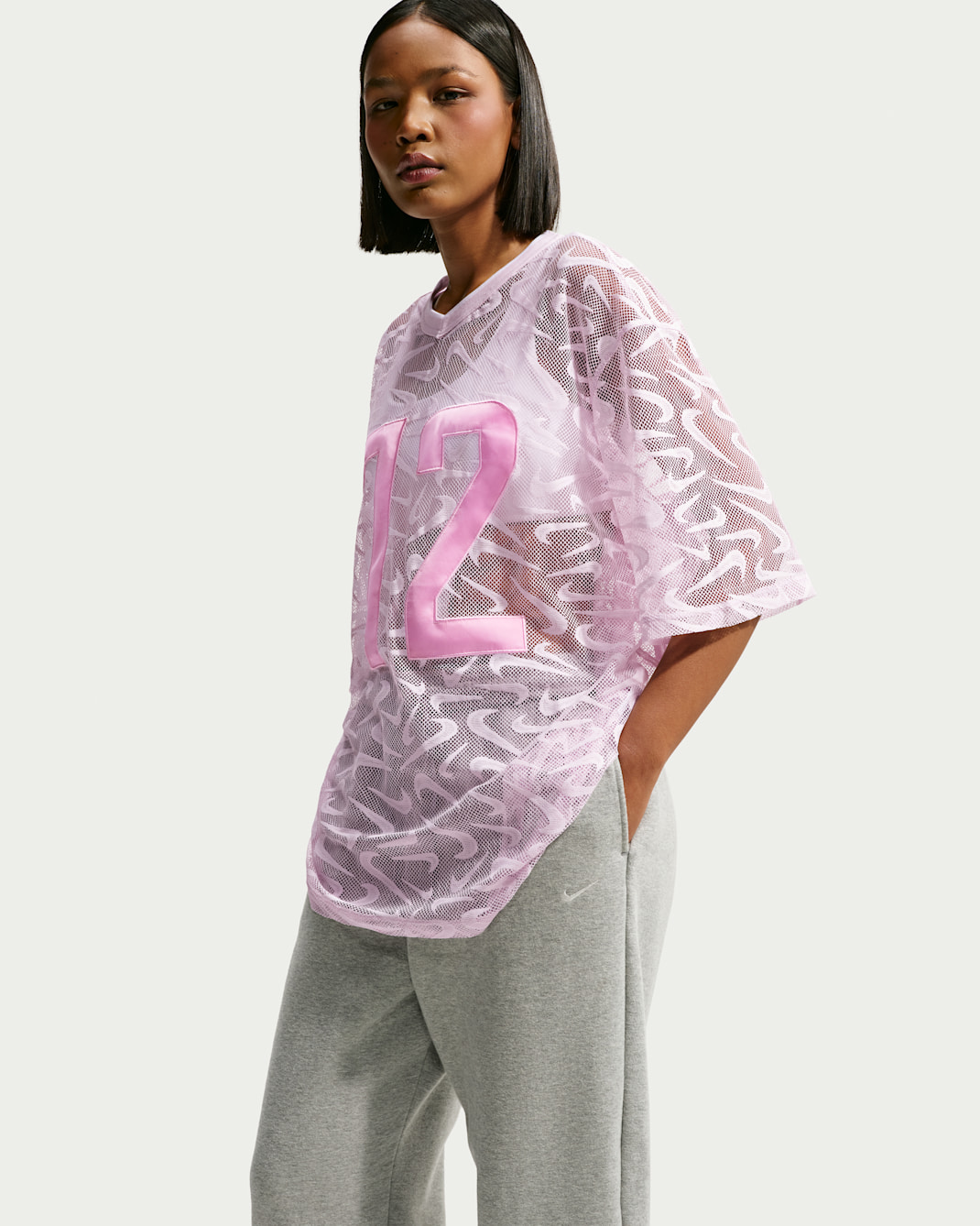 Nike Sportswear Chill Lace Women's Oversized Jersey - Bleached Lilac/Pink Rise/White