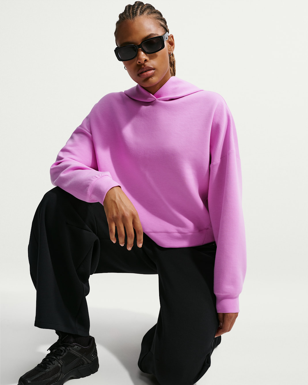 Sudadera con gorro sin cierre para mujer Nike 24.7 ImpossiblySoft - Magenta claro/Negro/Baya del desierto