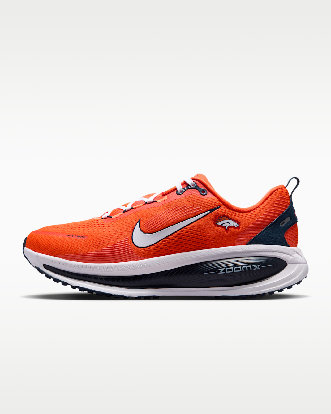 Nike Vomero 18 (Denver Broncos) Men's NFL Road Running Shoes - Brilliant Orange/College Navy/White