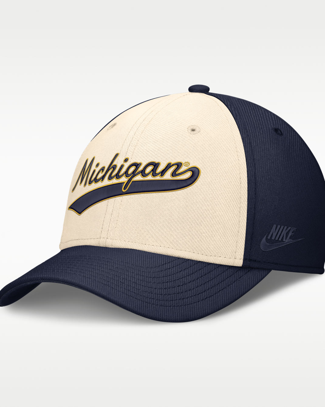 Gorra universitaria Nike Dri-FIT para hombre Michigan Legacy - Natural/Azul marino