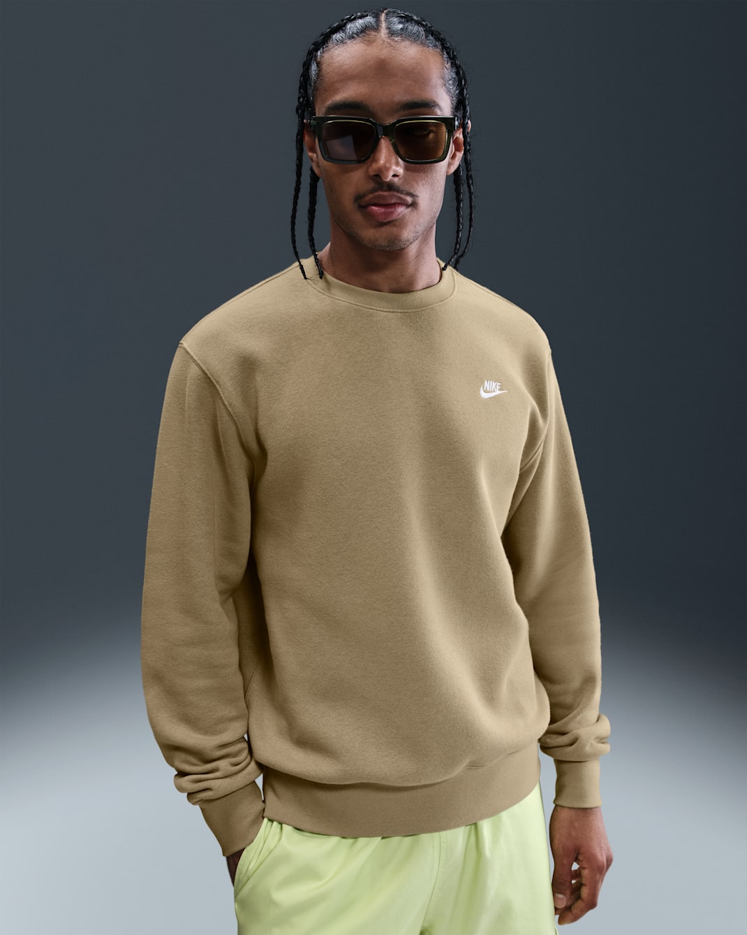 Nike Club Men's Fleece Crew - Parachute Beige/White