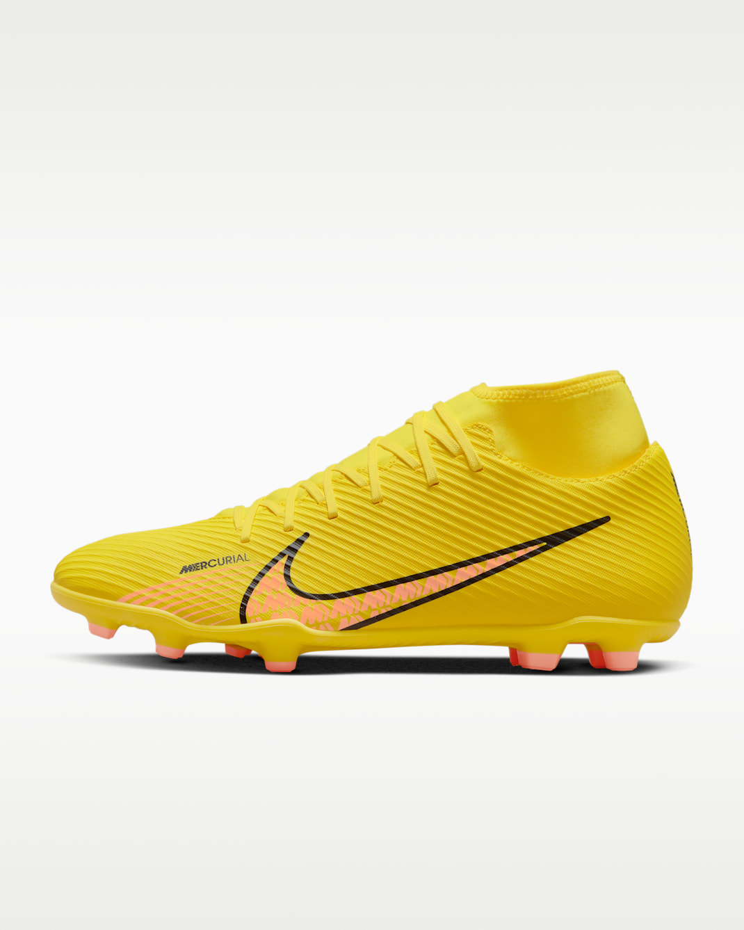 Fotbollssko för varierat underlag Nike Mercurial Superfly 9 Club med högt skaft - Yellow Strike/Sunset Glow