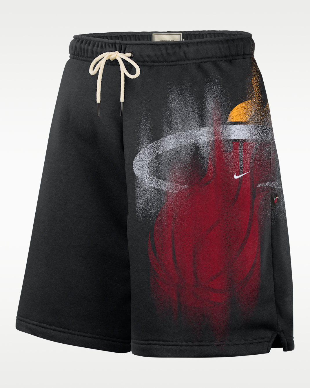 Shorts de básquetbol de tejido Fleece para hombre Miami Heat Standard Issue - Negro/Blanco