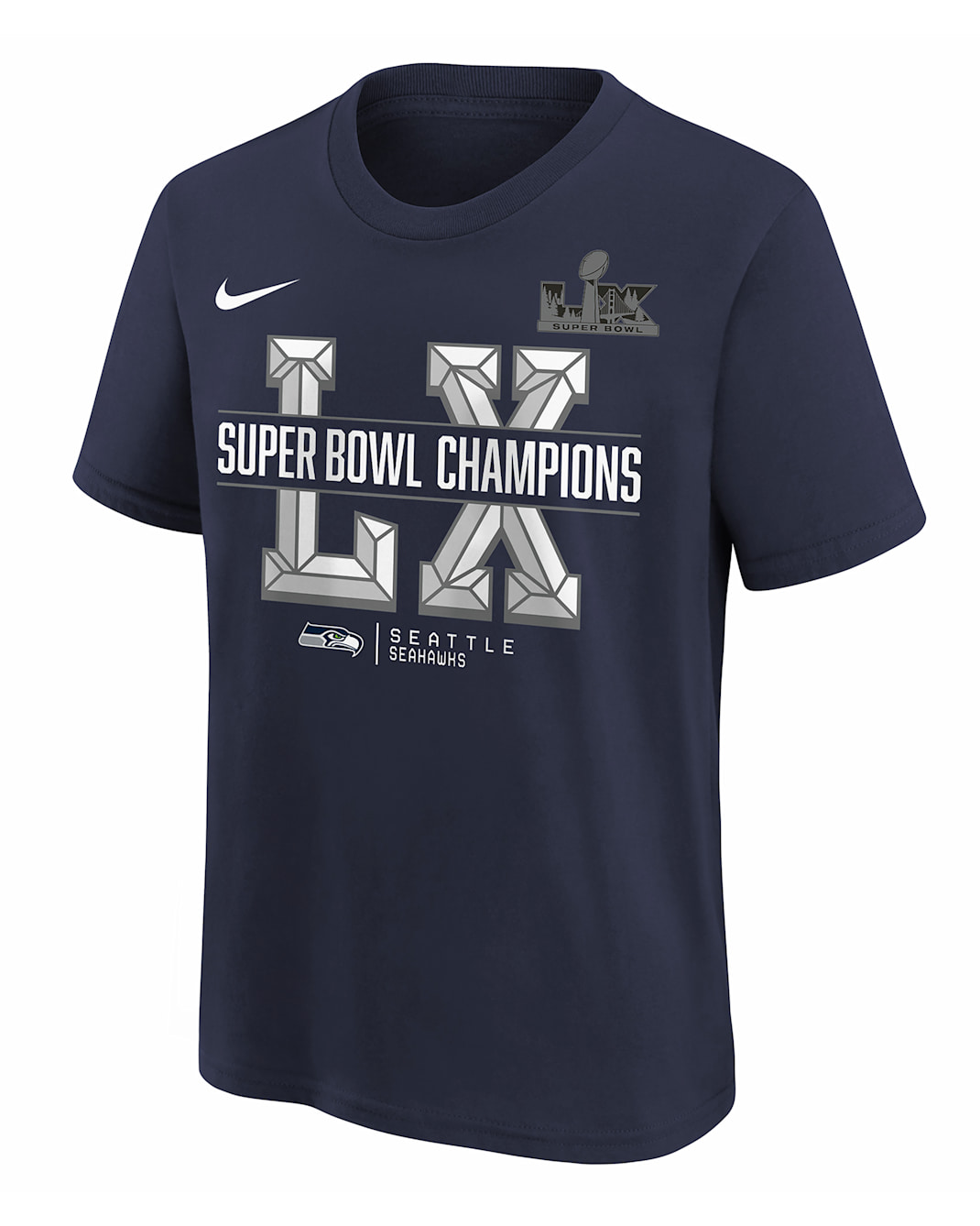 Seattle Seahawks Super Bowl LX Champions Big Kids' Nike NFL Long Sleeve T-Shirt - Navy