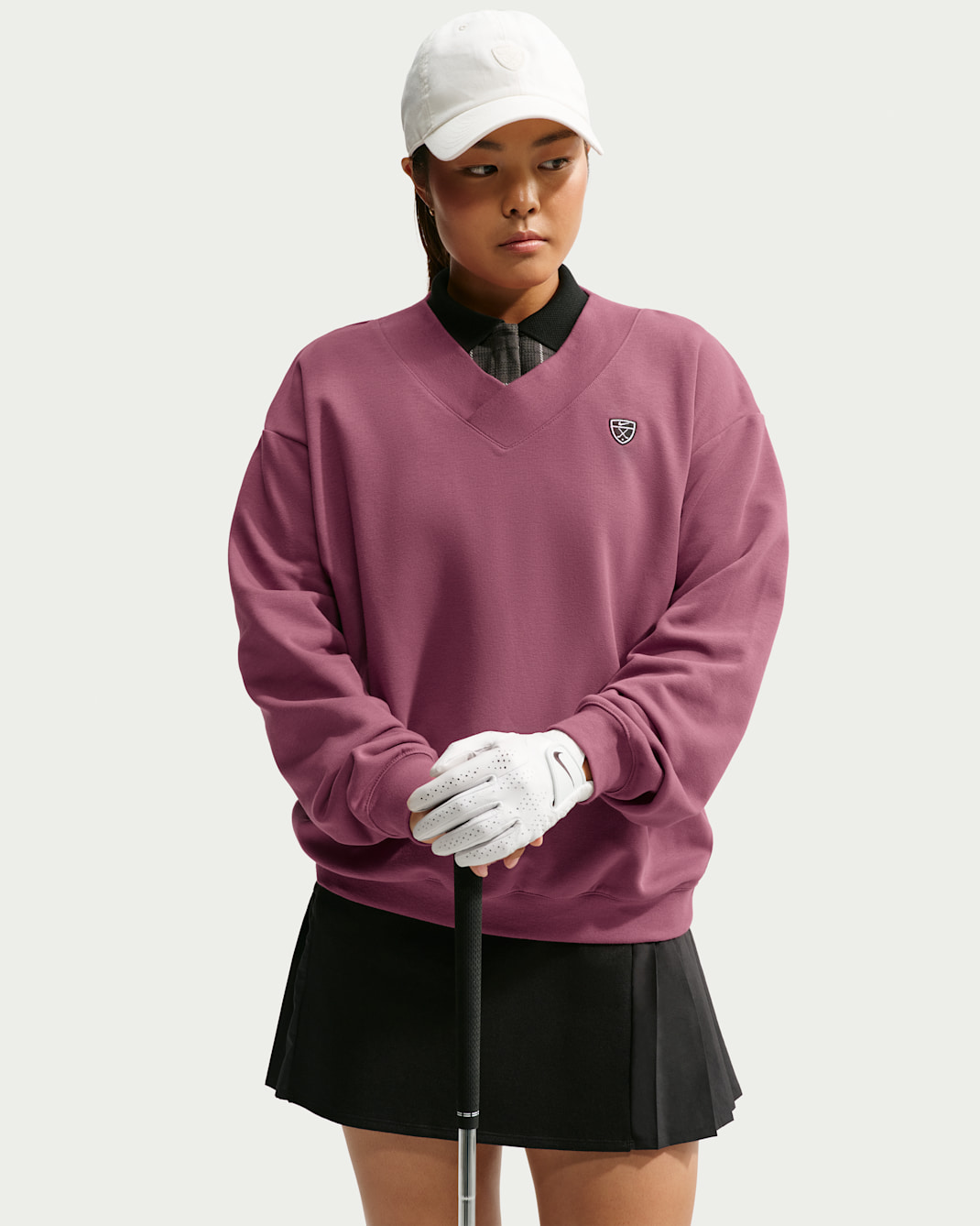 Nike Fairway Fresh Women's Dri-FIT Fleece Golf Top - Pink Smoke/White