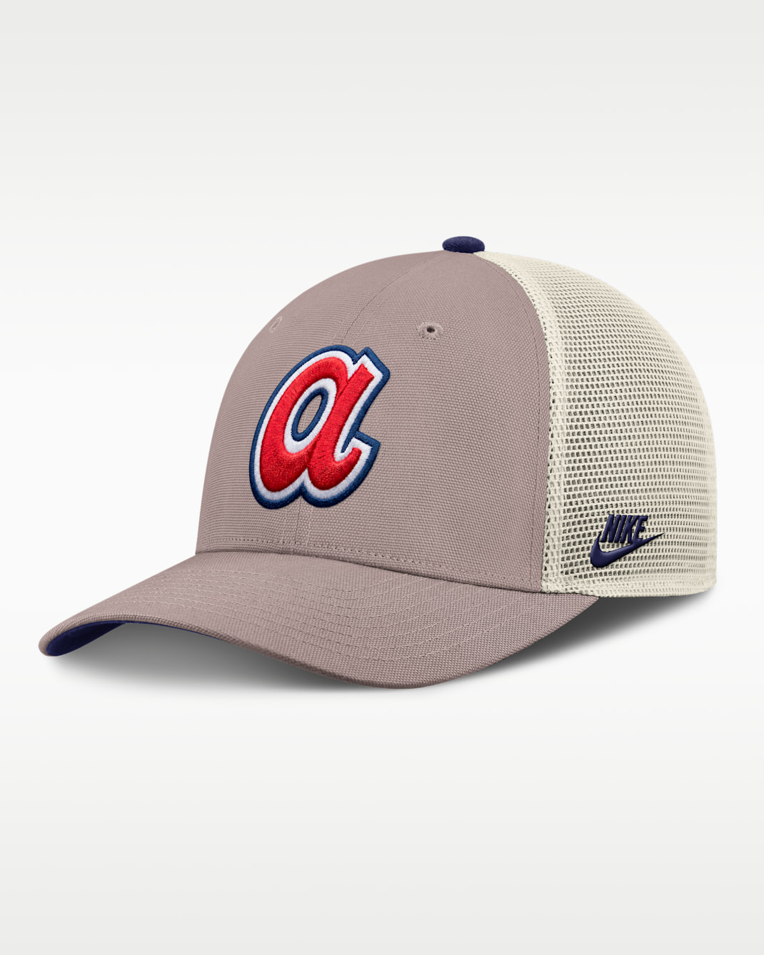 Atlanta Braves Cooperstown Rise Men's Nike MLB Adjustable Trucker Hat - Khaki