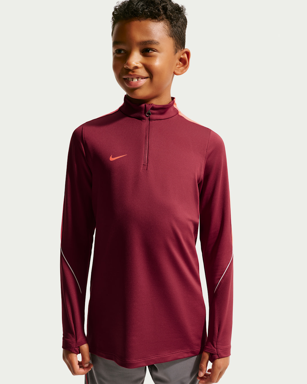 Nike Strike Big Kids' Dri-FIT Soccer Knit Drill Top - Team Red/Bright Crimson/White/Bright Crimson