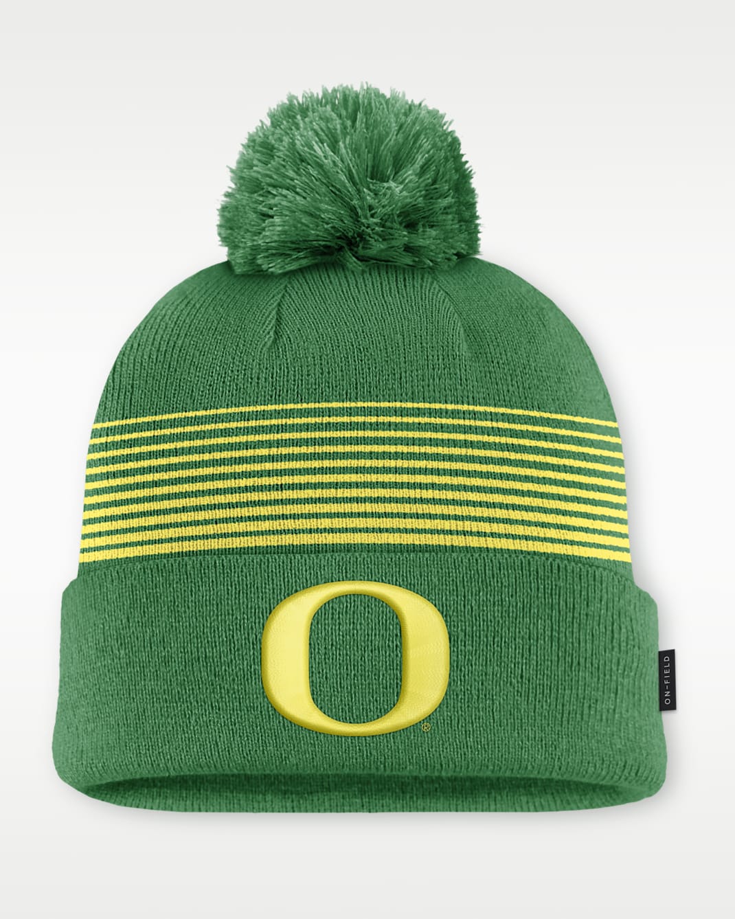 Oregon Sideline Peak Men's Nike College Cuffed Pom Beanie - Apple Green/Yellow Strike