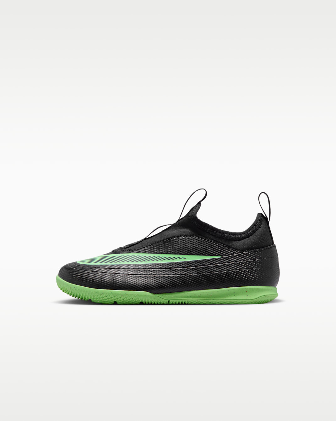 Nike Jr. Mercurial Vapor 17 Club Little Kids' Indoor/Court Low-Top Soccer Shoes - Black/Black/Illusion Green