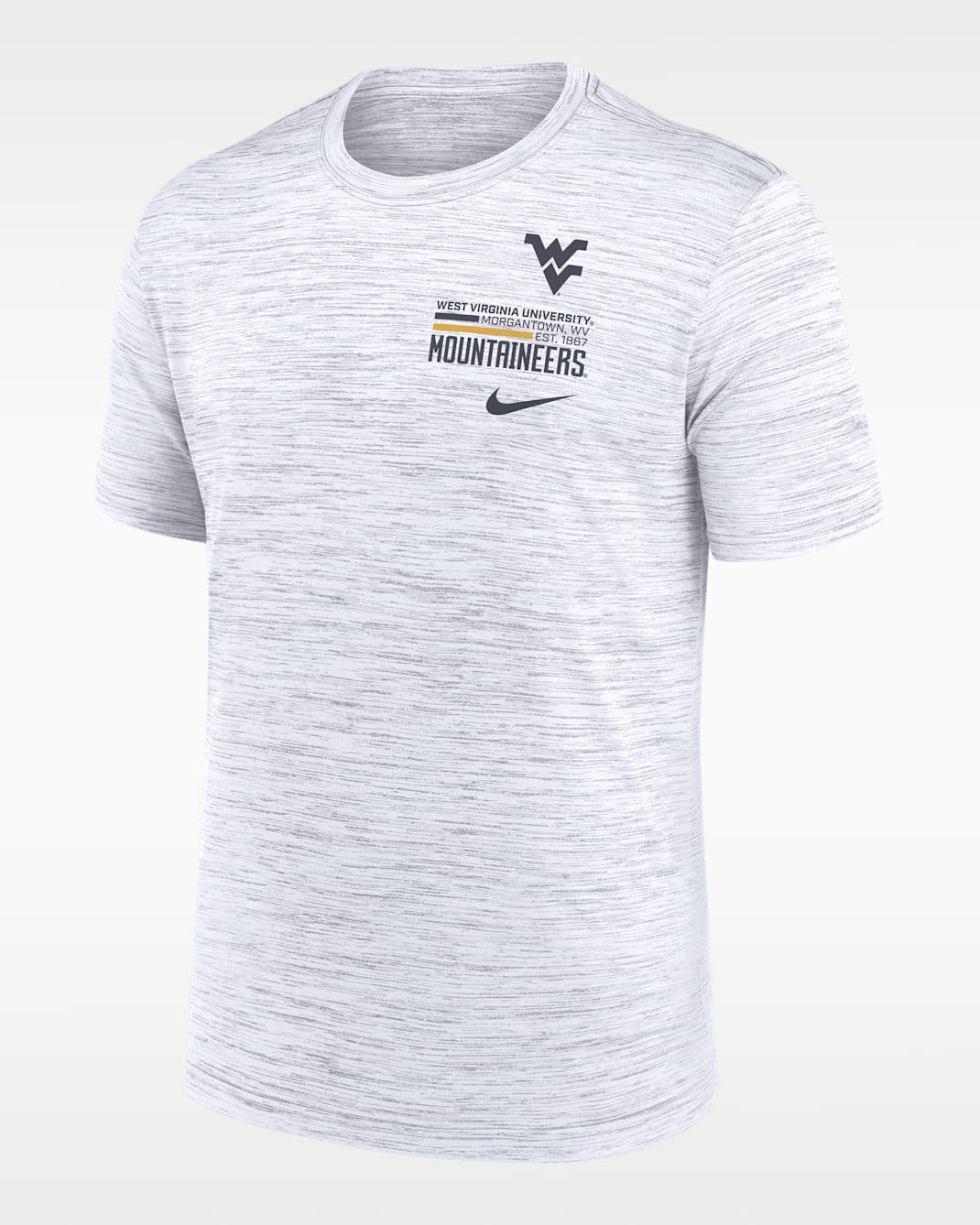 West Virginia Campus Chest Stack Velocity Men's Nike Dri-FIT College T-Shirt - White