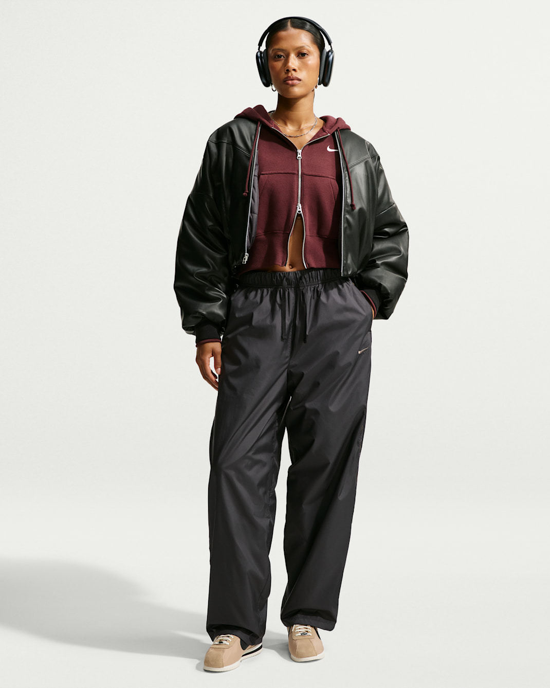 Pantalon ample à motif écossais réversible Nike Sportswear pour femme - Noir/Ridgerock