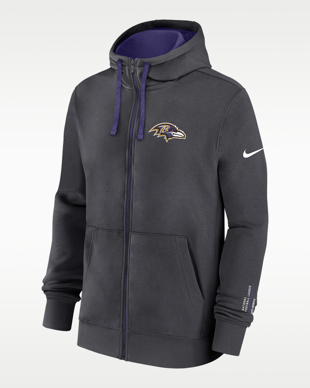 Baltimore Ravens Playbook Page Club Men's Nike NFL Full-Zip Hoodie - Anthracite