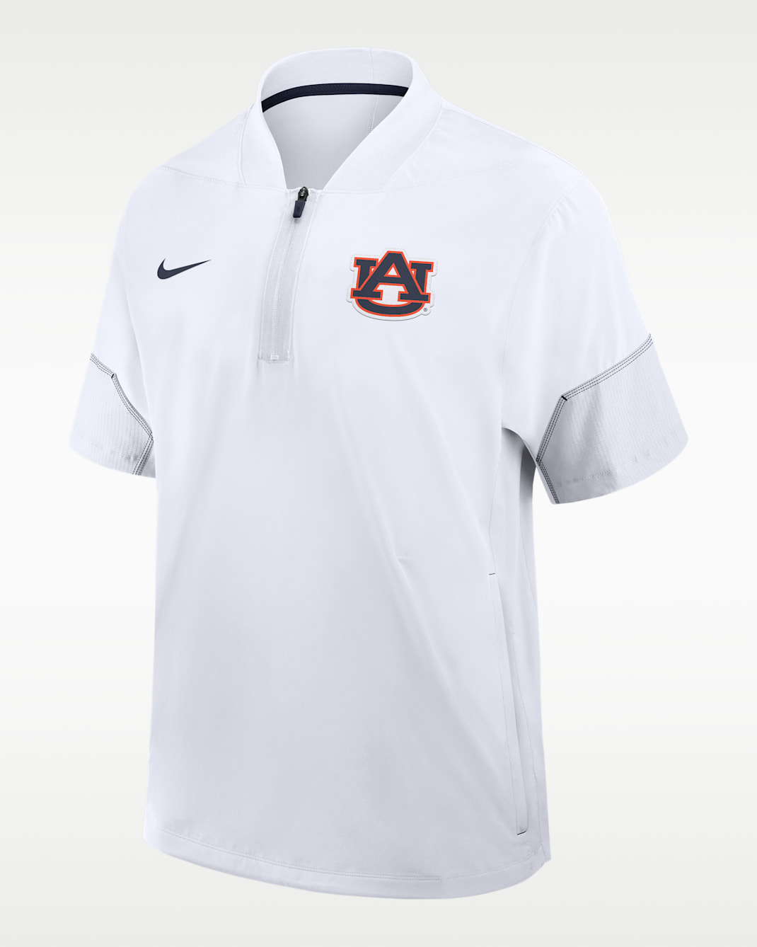 Auburn Sideline Coach Men's Nike College 1/2-Zip Short-Sleeve Hooded Jacket - White