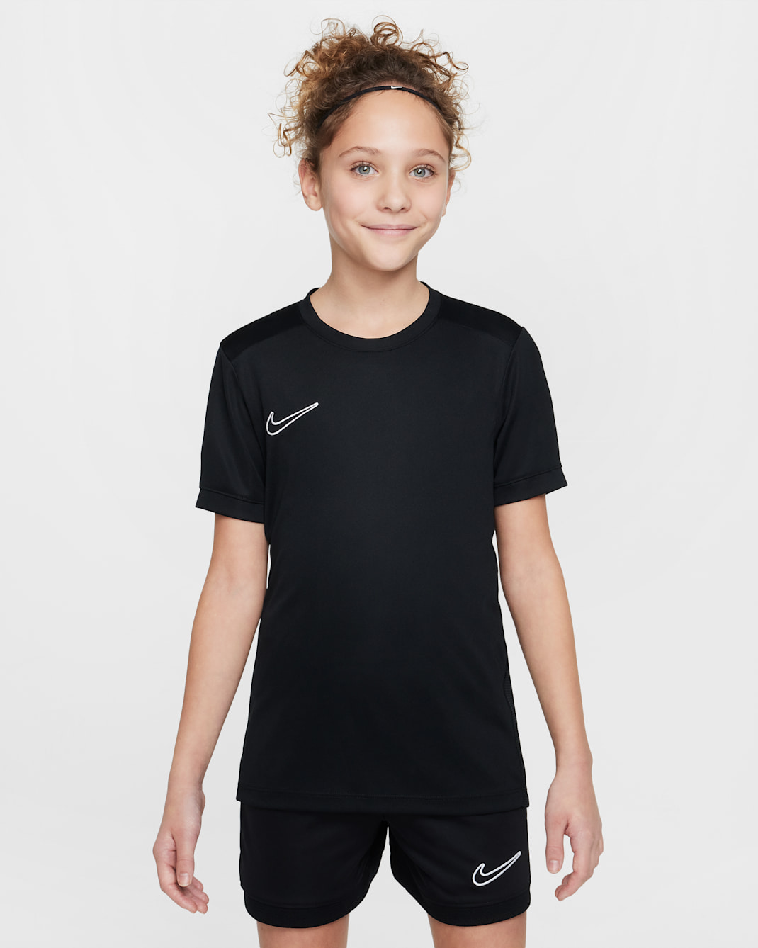 Nike Academy Older Kids' Dri-FIT Football Top - Black/Black/White/White