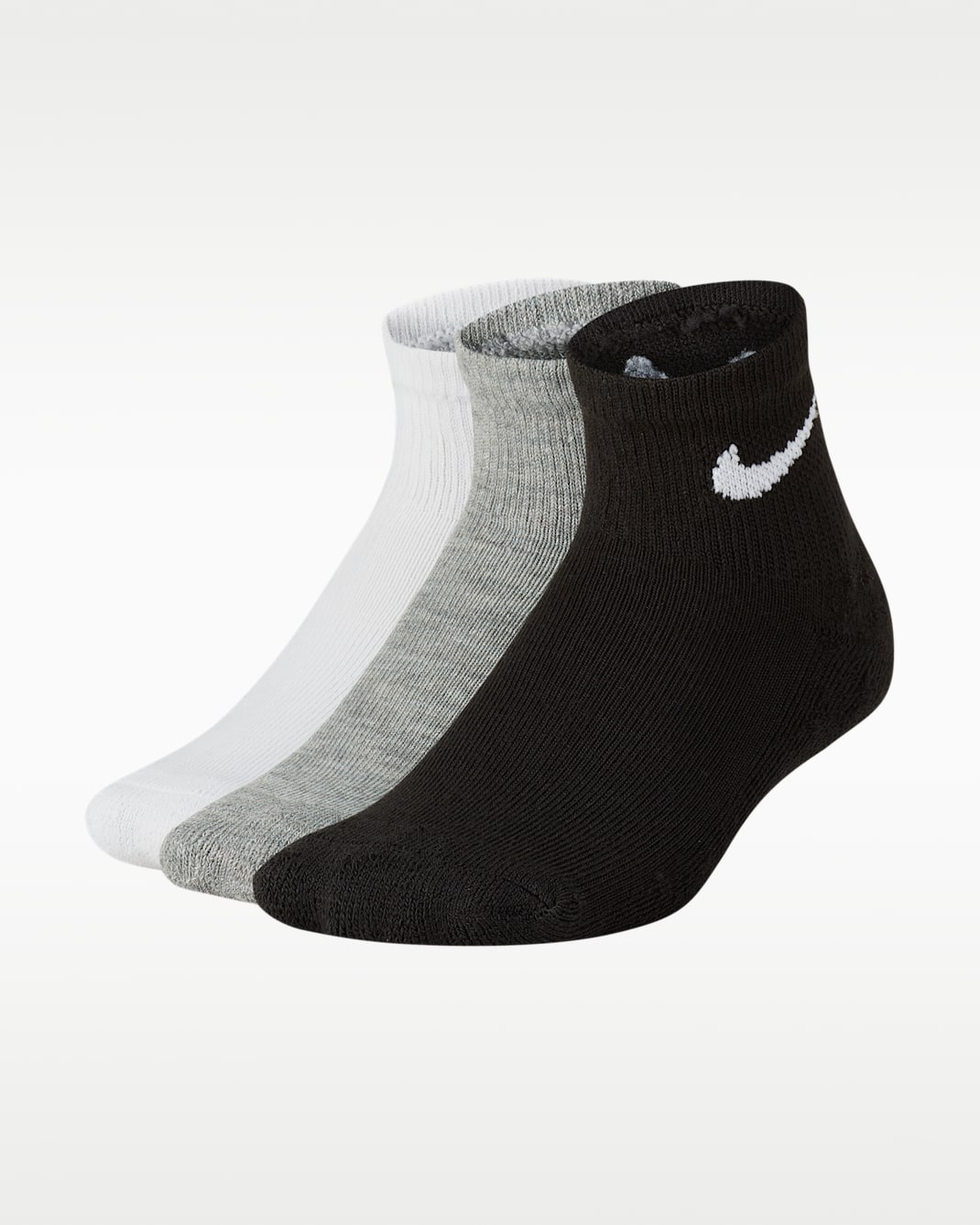 Nike Basics Little Kids' Ankle Socks (3 Pairs) - White/Dark Grey Heather