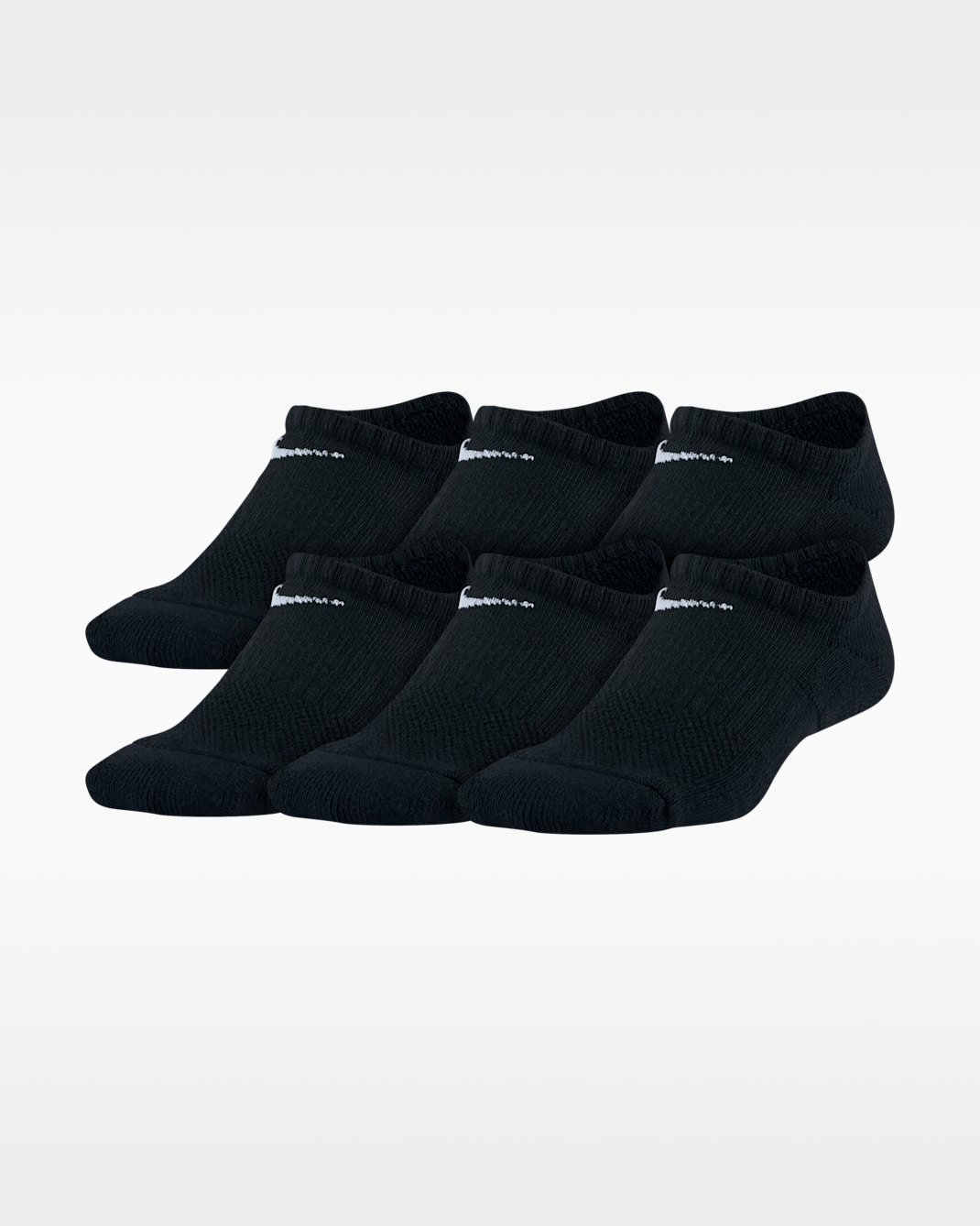 Nike Everyday Kids' Cushioned No-Show Socks (6 Pairs) - Black/White