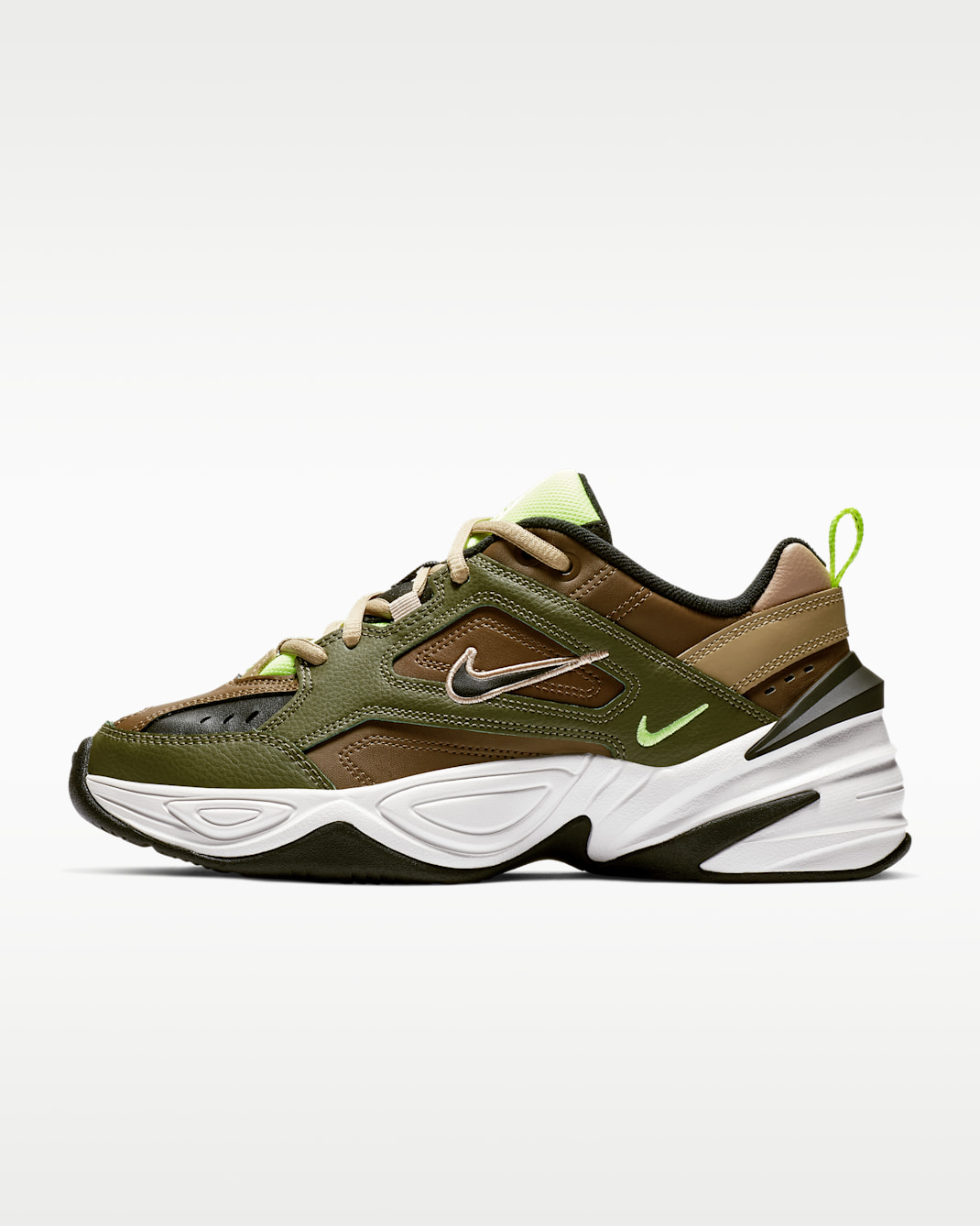 Buty damskie Nike M2K Tekno - Medium Olive/Yukon Brown/Parachute Beige/Czerń
