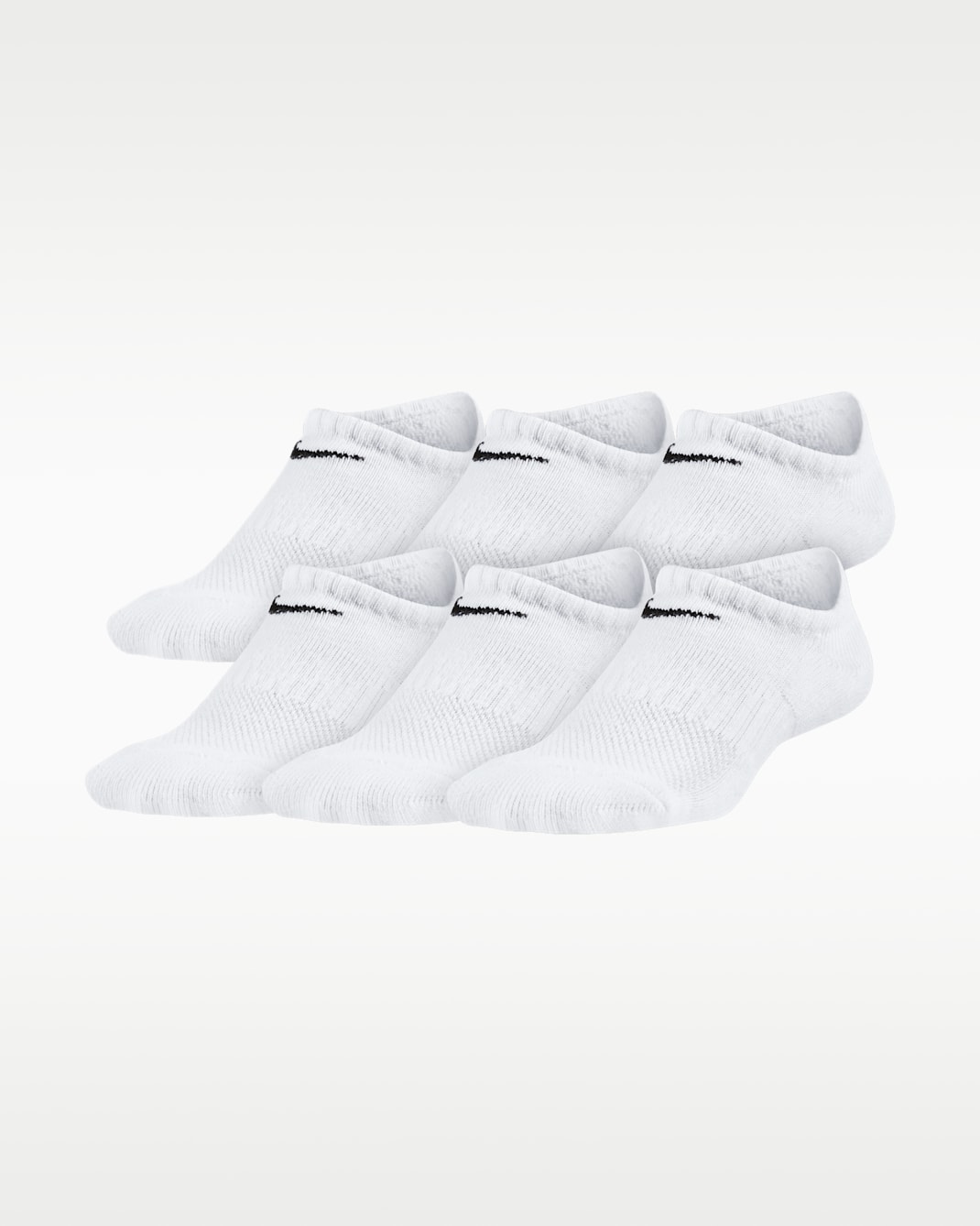 Nike Everyday Kids' Cushioned No-Show Socks (6 Pairs) - White/Black