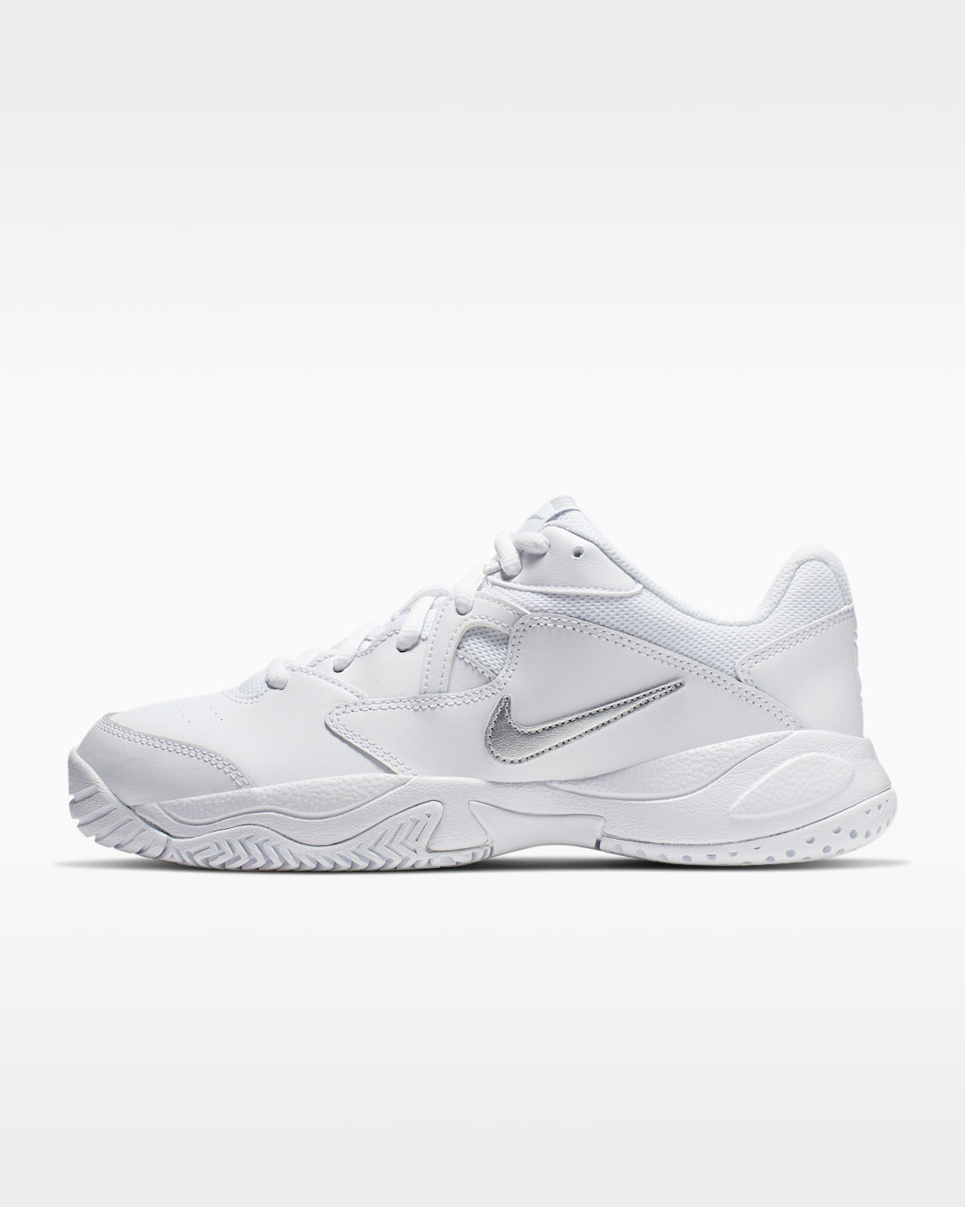 NikeCourt Lite 2 Women's Hard Court Tennis Shoes - White/White/Metallic Silver