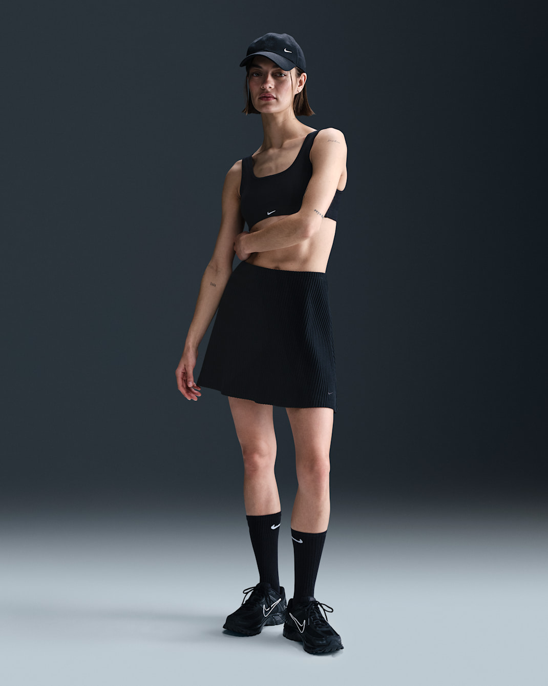 Dámská žebrovaná mini sukně Nike Sportswear Chill Knit - Černá/Černá