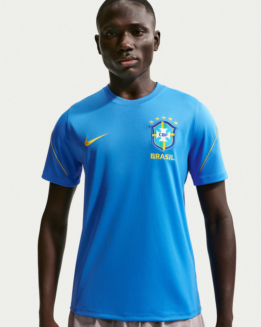 Brazil Strike Men's Nike Football Dri-FIT Short-Sleeve Top - Light Photo Blue/Light Menta/Midwest Gold
