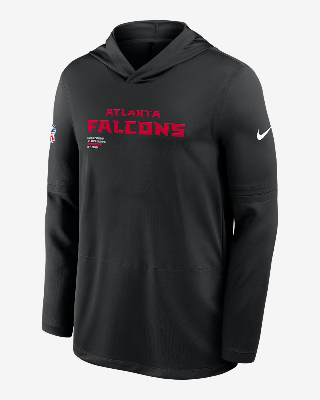Atlanta Falcons Pure Fury Sideline Men's Nike Dri-FIT NFL Long-Sleeve Hooded Top - Black