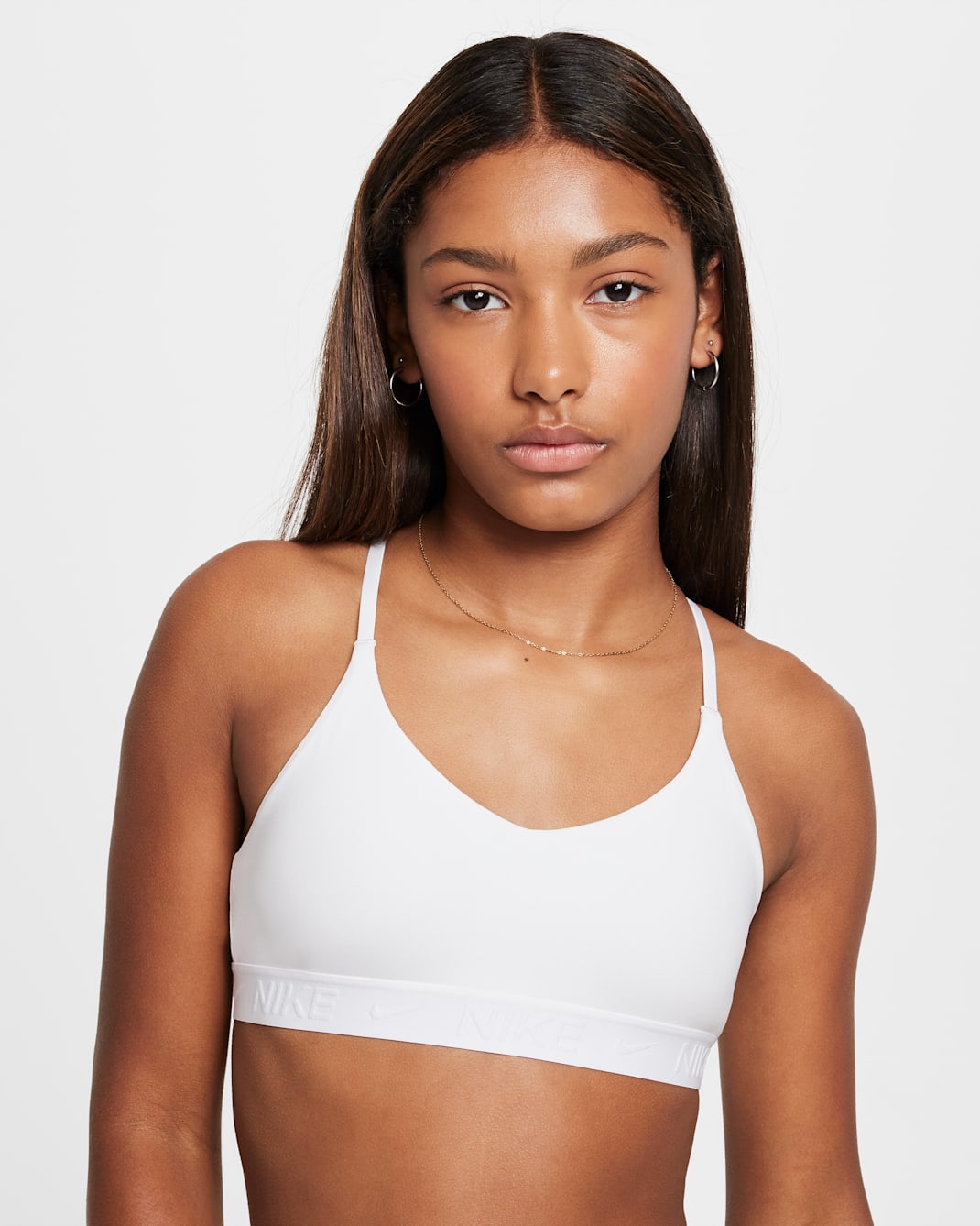 Nike Indy Sport-BH für Mädchen - Weiß/Weiß