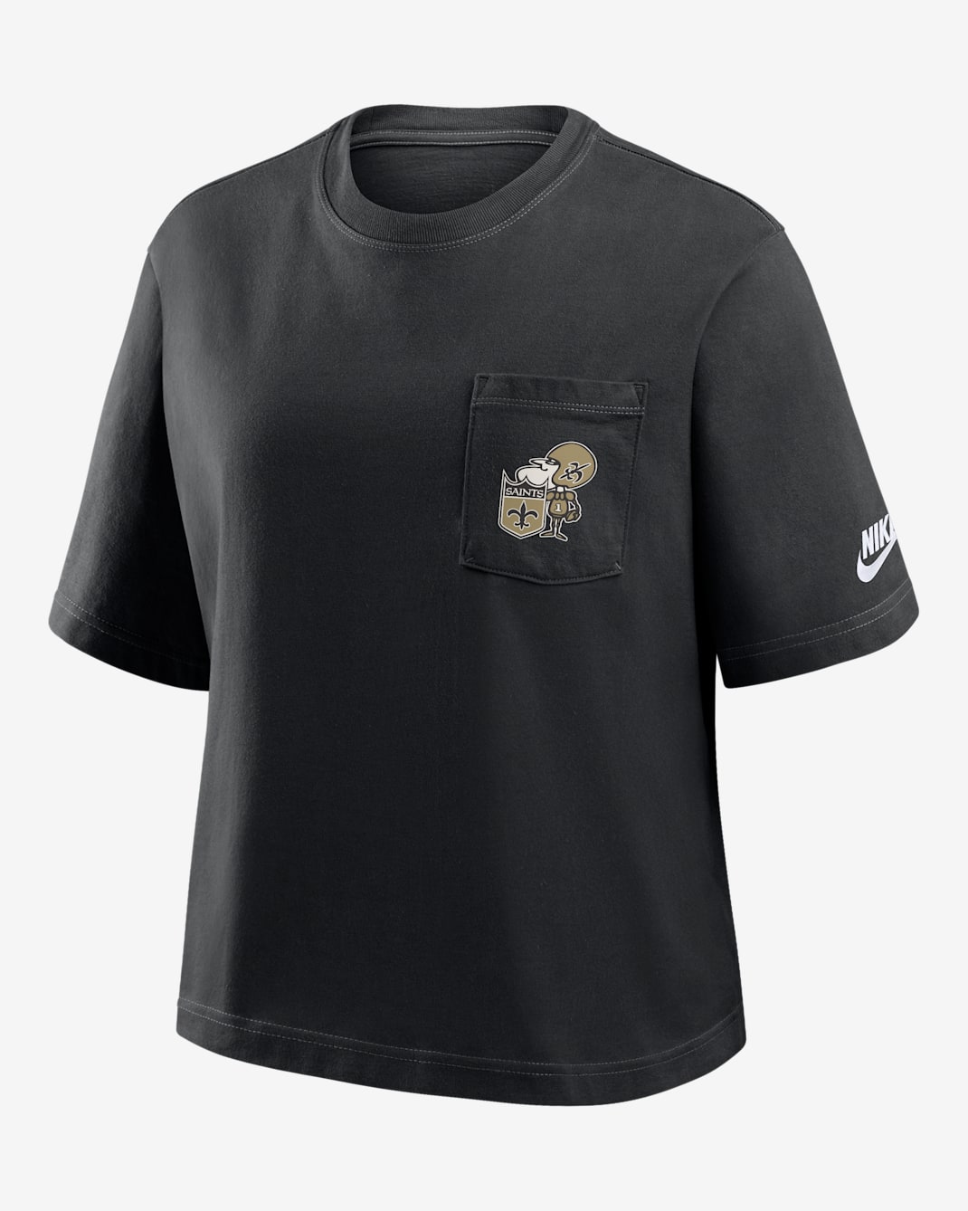 New Orleans Saints Rewind Pocket Boxy Women's Nike NFL T-Shirt - Black