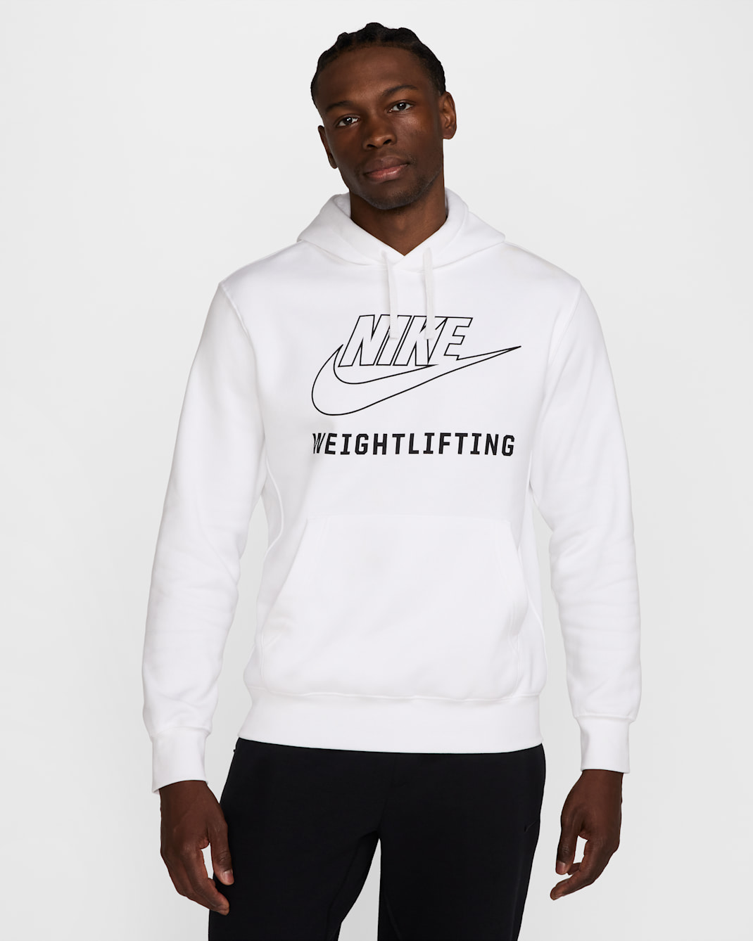 Sudadera con gorro sin cierre de halterofilia para hombre Nike - Blanco