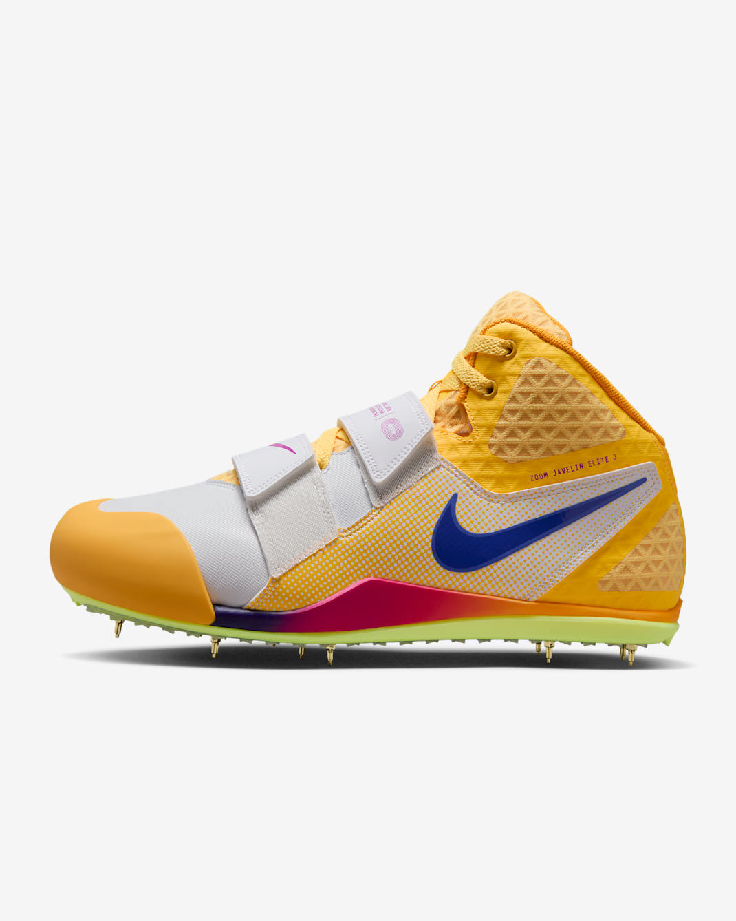 Tenis de atletismo para lanzamiento Nike Zoom Javelin Elite 3 - Limón pulso/Blanco/Naranja láser/Explosión índigo