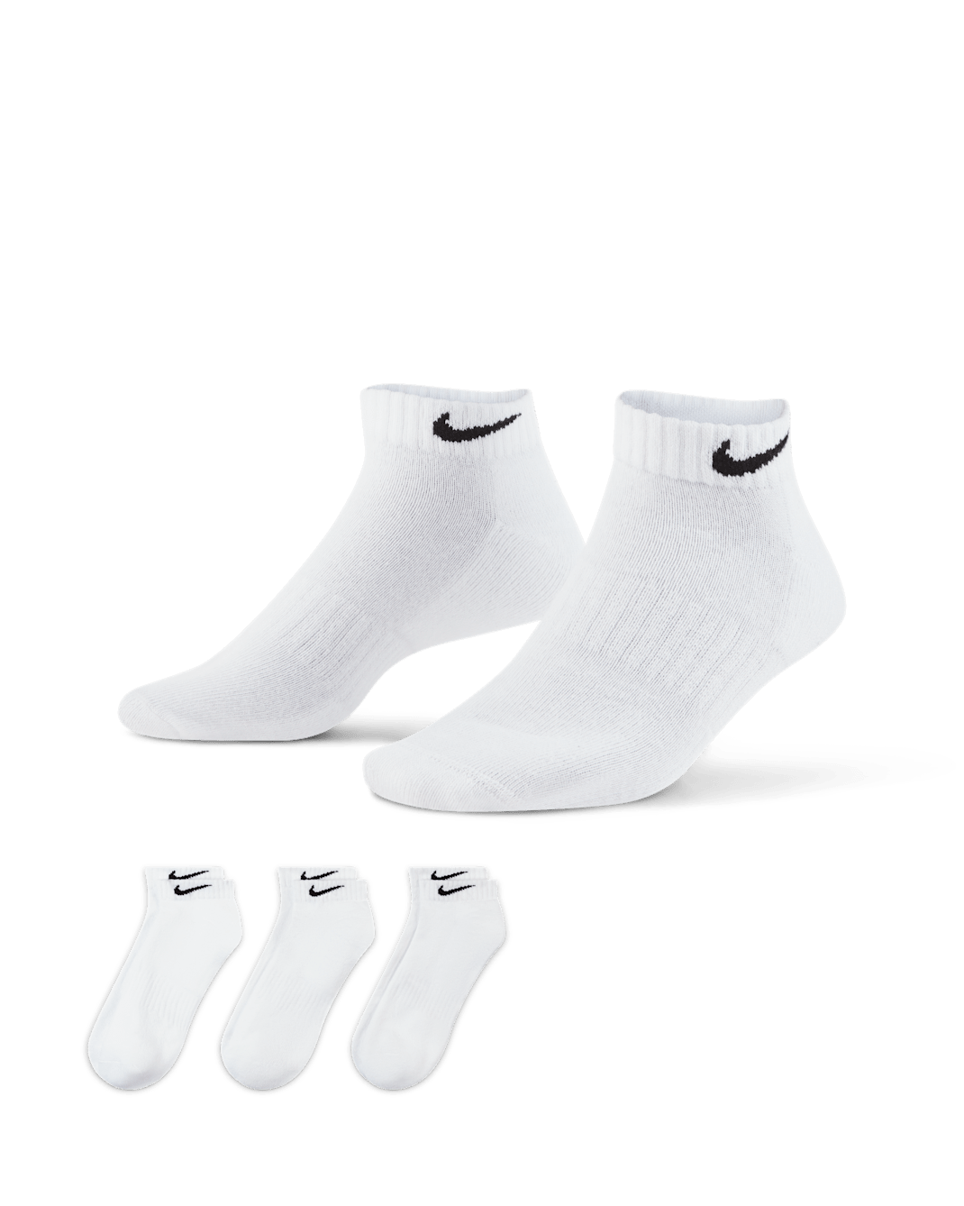 Nike Everyday Cushioned 訓練船型襪 (3 雙) - 白色/黑色