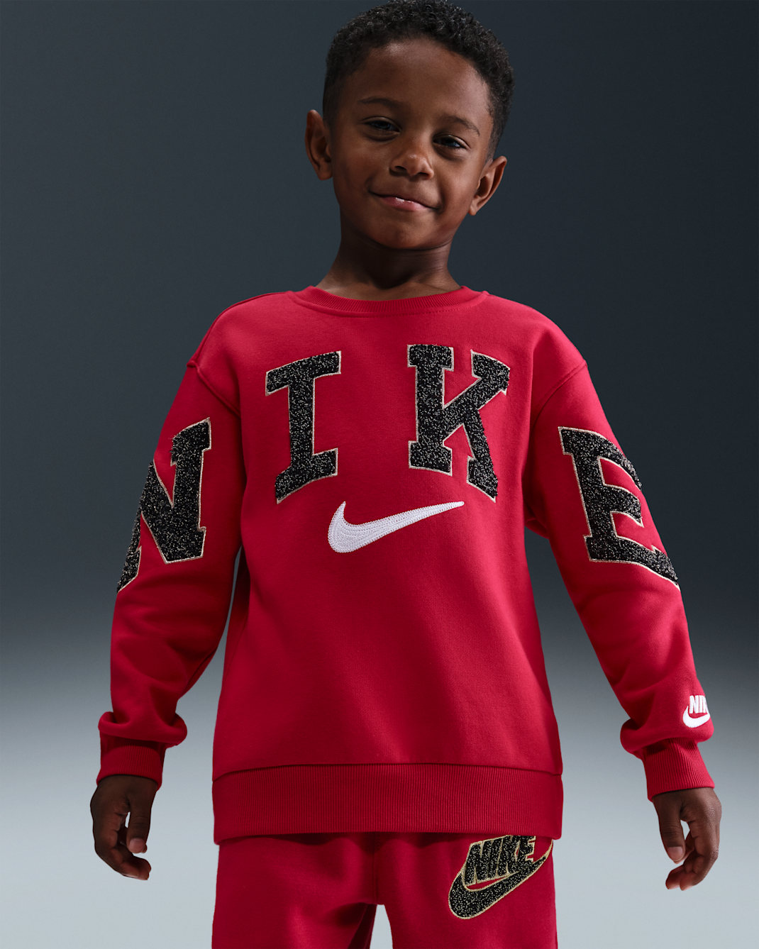 Nike Club Little Kids' Chenille Fleece Crew - Gym Red