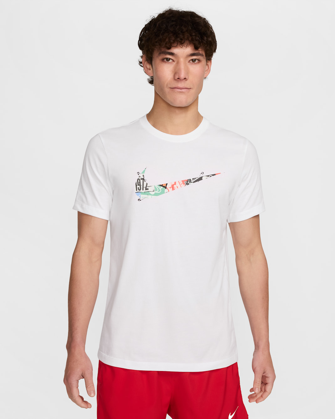 Nike 男款 Dri-FIT 跑步 T 恤 - 白色