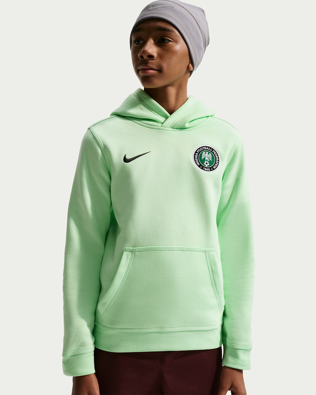Nigeria Club Big Kids' (Boys') Nike Soccer Pullover Hoodie - Vapor Green/Black