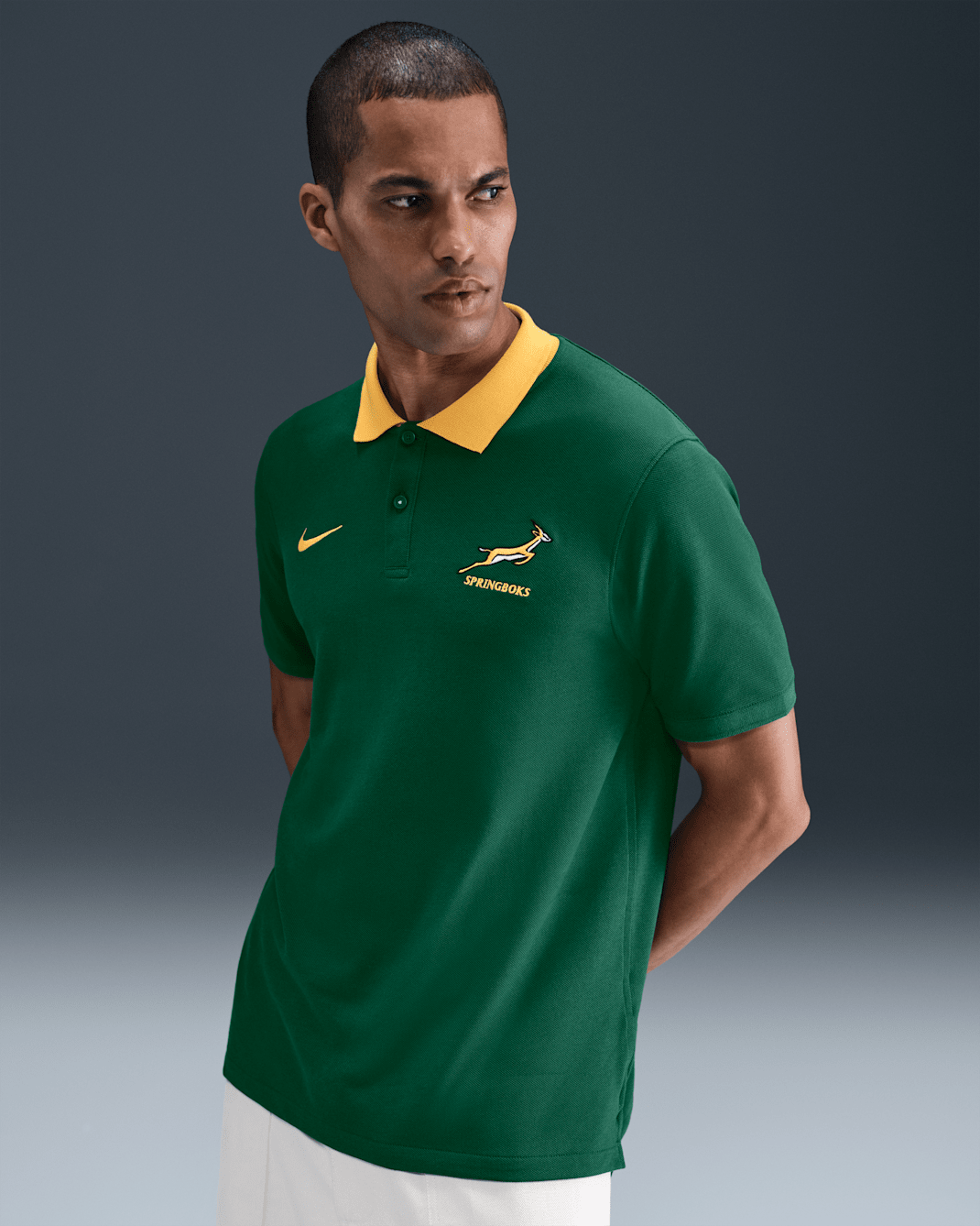 Springboks Polo de rugbi de teixit de piqué Nike - Home - Gorge Green/University Gold