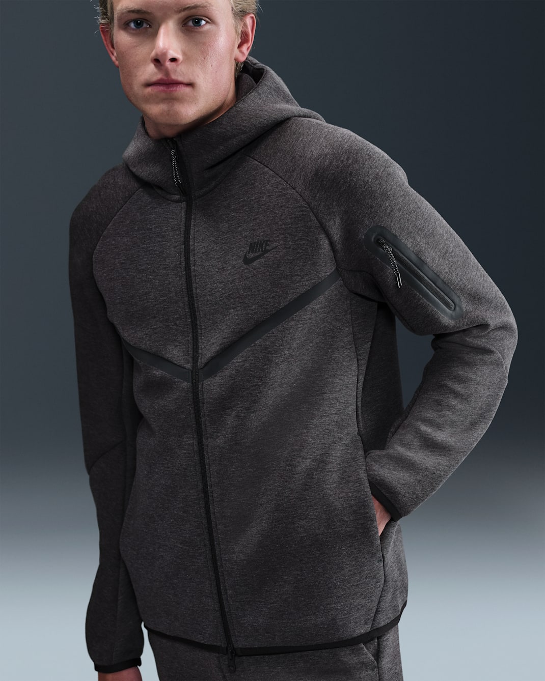 Nike Tech Men's Fleece Windrunner Full-Zip Jacket - Black Heather/Black