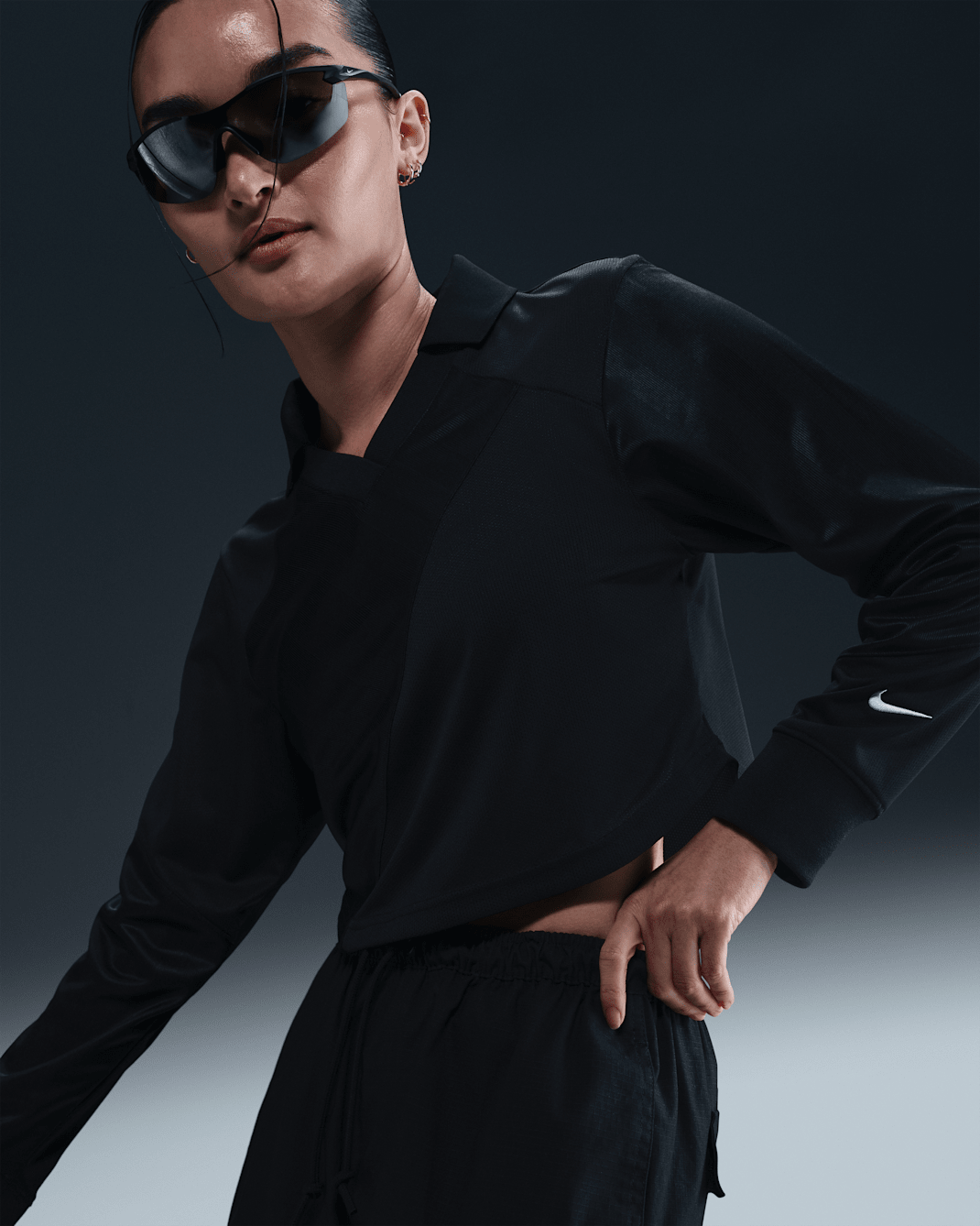 Nike Sportswear Women's Long-Sleeve Cropped Jersey - Black/Black/Sail