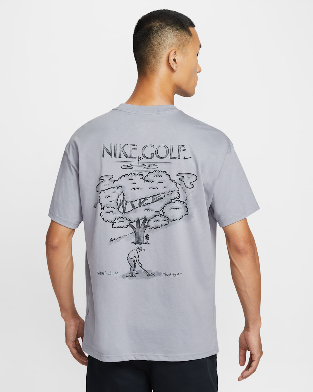 나이키 남성 맥스90 골프 티셔츠 - 시멘트 그레이/오프 누아르