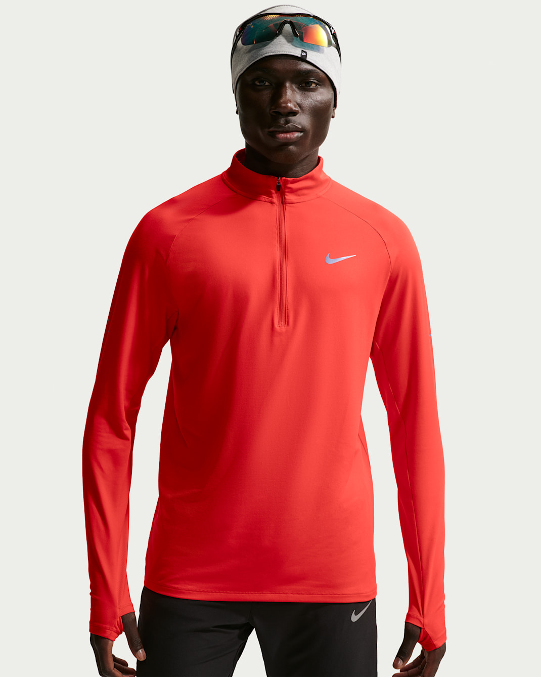 Löpartröja Nike Stride Dri-FIT med kvartslång dragkedja för män - Light Crimson
