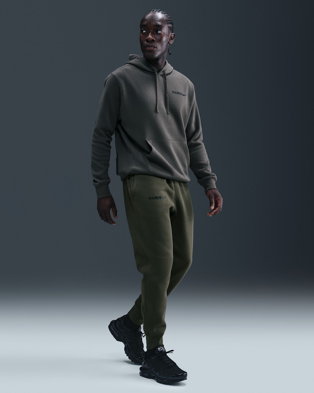 Paris Saint-Germain Club Men's Nike Football Fleece Joggers - Cargo Khaki/Black