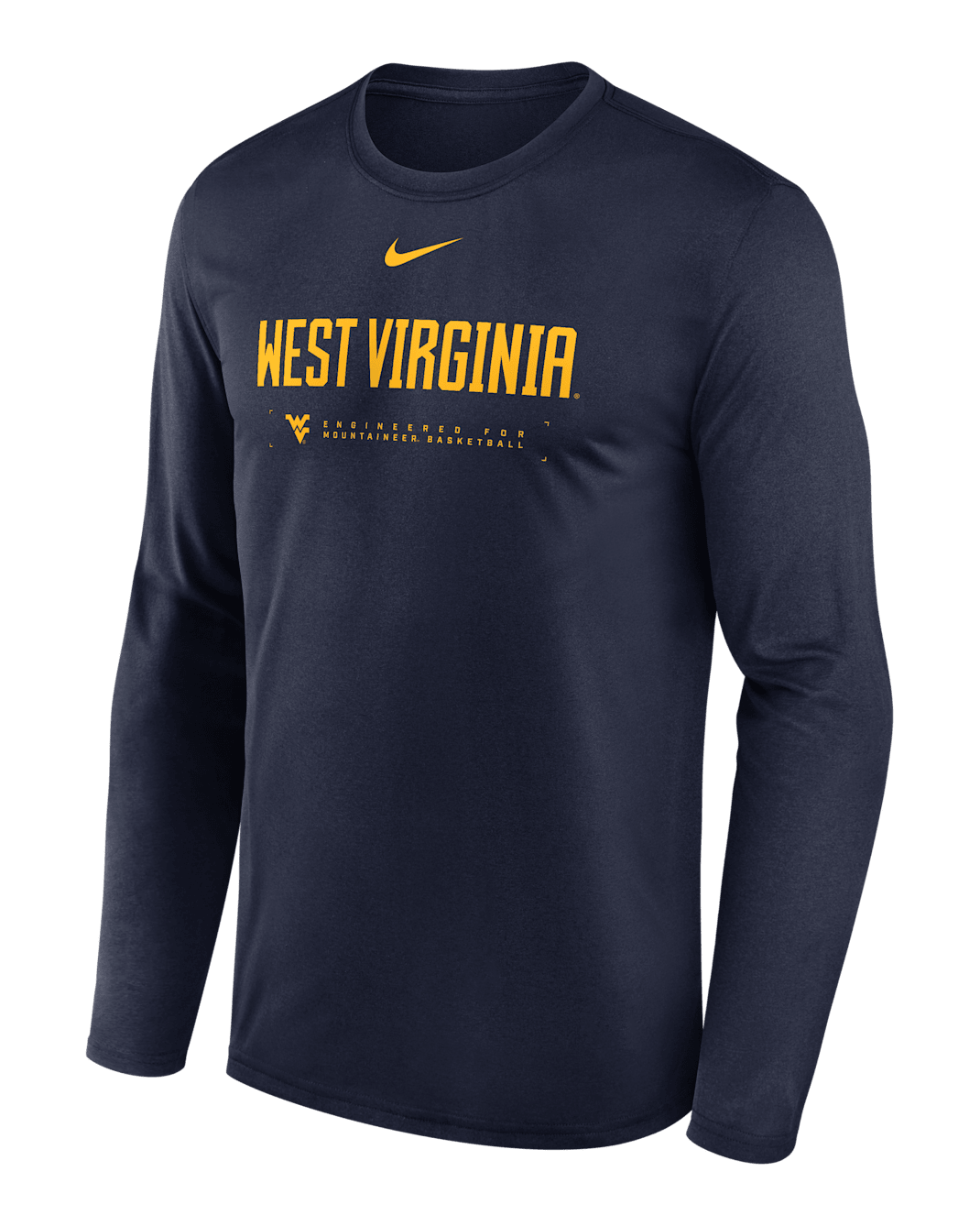 West Virginia Courtside Basketball Shootaround Legend Men's Nike Dri-FIT College Long-Sleeve T-Shirt - Navy