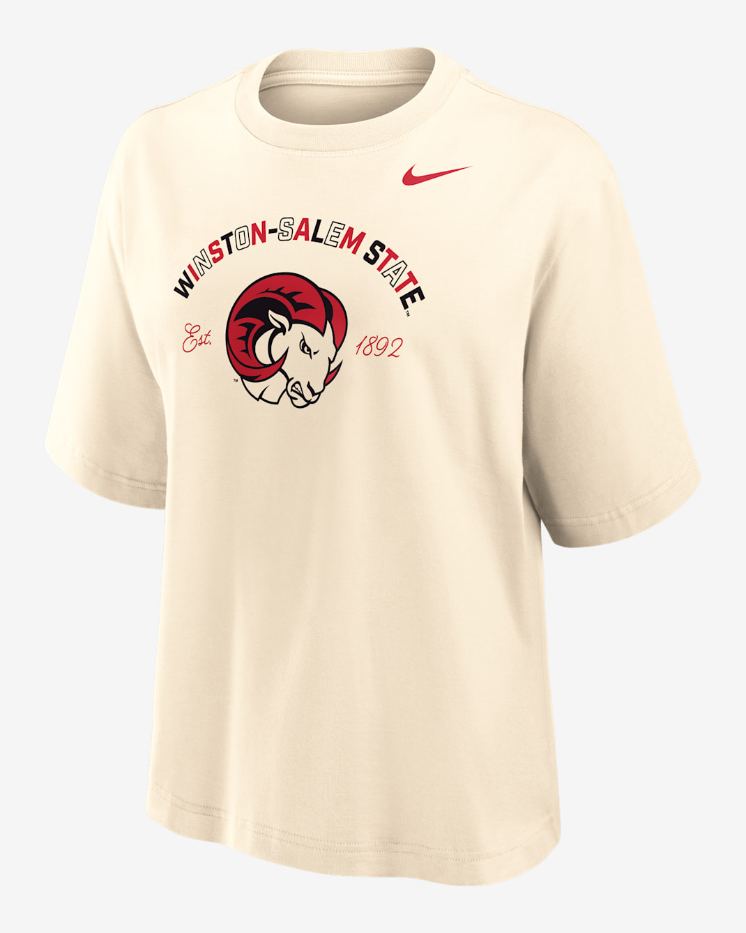 Nike College (Winston-Salem State University) Women's Boxy Cotton T-Shirt - Natural