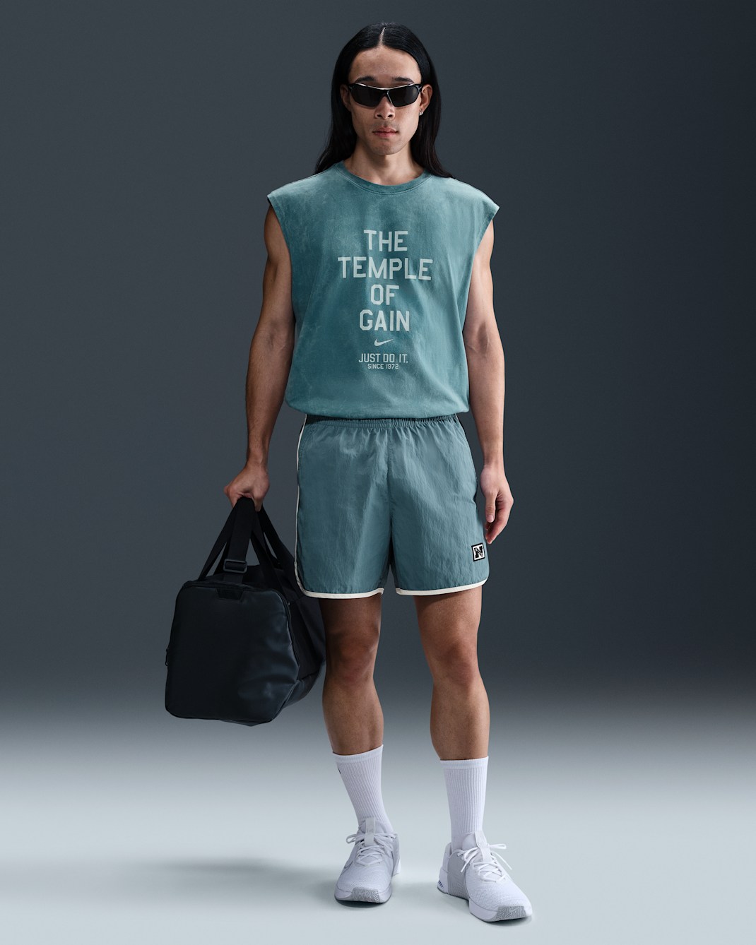 Nike Gym Heritage Men's Dri-FIT 13cm (approx.) Unlined Training Shorts - Smoky Blue/Pale Ivory/Smoky Blue
