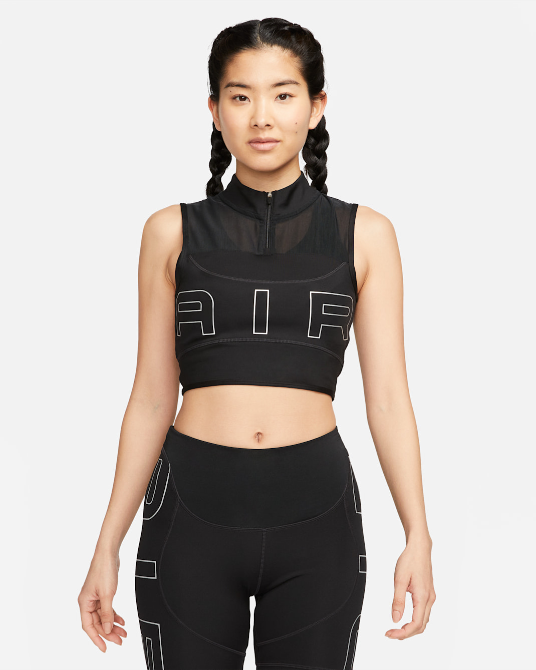 Nike Air Dri-FIT Women's 1/4-Zip Running Crop Top - Black/Black