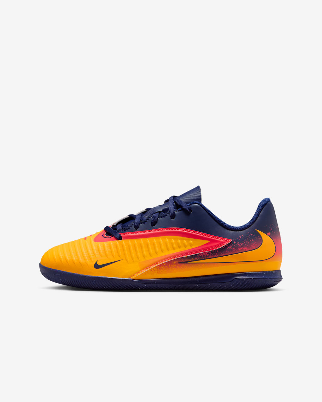 Nike Jr. Phantom 6 Low Club 'Erling Haaland' Older Kids' Indoor/Court Football Shoe - Laser Orange/Blue Void/Lemon Venom