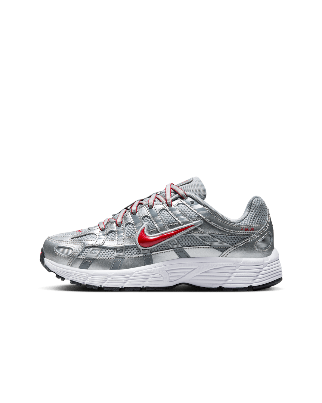 Nike P-6000 Older Kids' Shoes - Metallic Silver/Flat Silver/Cool Grey/Gym Red